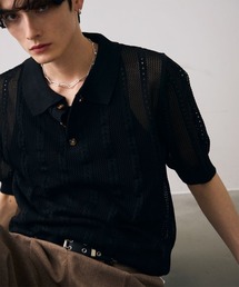 Mesh knit sheer polo / メッシュ編みシアーポロ