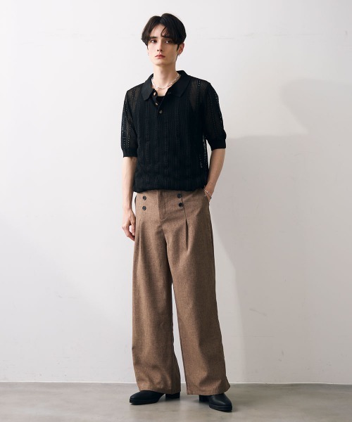 Shoowtime(ショウタイム)の「Mesh knit sheer polo / メッシュ編みシアーポロ(ポロシャツ・メンズ・クリーム/ブラック・MEDIUM/LARGE/X-LARGE)」の20枚目の写真