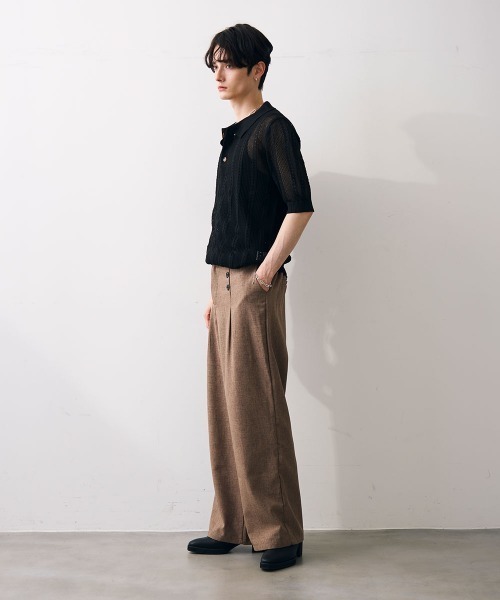Shoowtime(ショウタイム)の「Mesh knit sheer polo / メッシュ編みシアーポロ(ポロシャツ・メンズ・クリーム/ブラック・MEDIUM/LARGE/X-LARGE)」の22枚目の写真