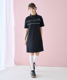 Amourire girl（アムリールガール）の「ハーフジップ レース ミニ丈 半袖 ワンピース（ワンピース）」