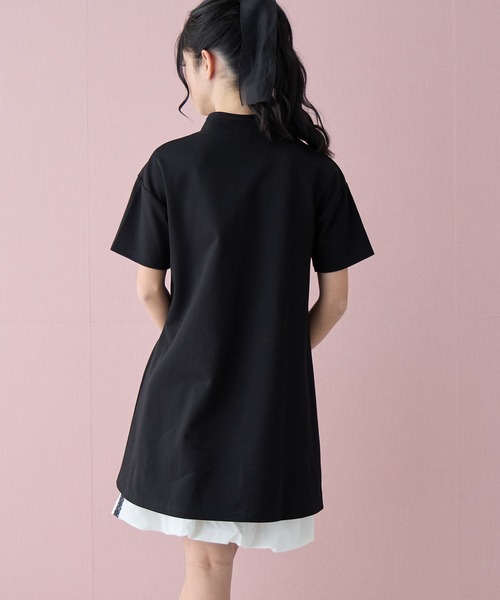 Amourire girl(アムリールガール)の「ハーフジップ レース ミニ丈 半袖 ワンピース(ワンピース・キッズ・サックスブルー/ブラック・140cm/150cm/160cm)」の11枚目の写真
