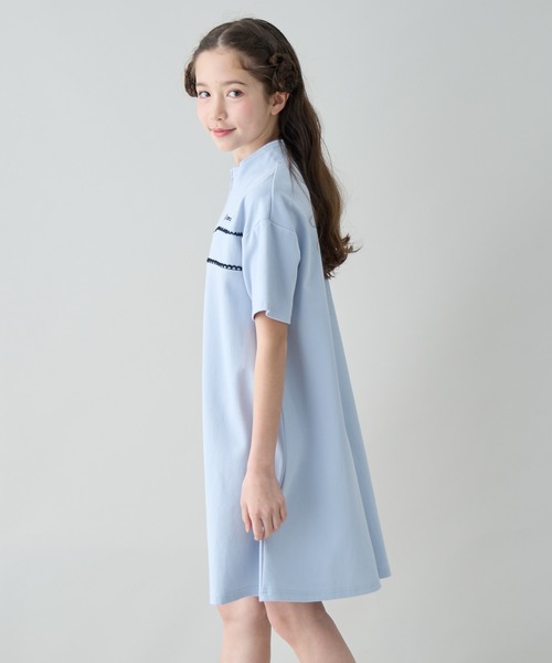 Amourire girl(アムリールガール)の「ハーフジップ レース ミニ丈 半袖 ワンピース(ワンピース・キッズ・サックスブルー/ブラック・140cm/150cm/160cm)」の16枚目の写真