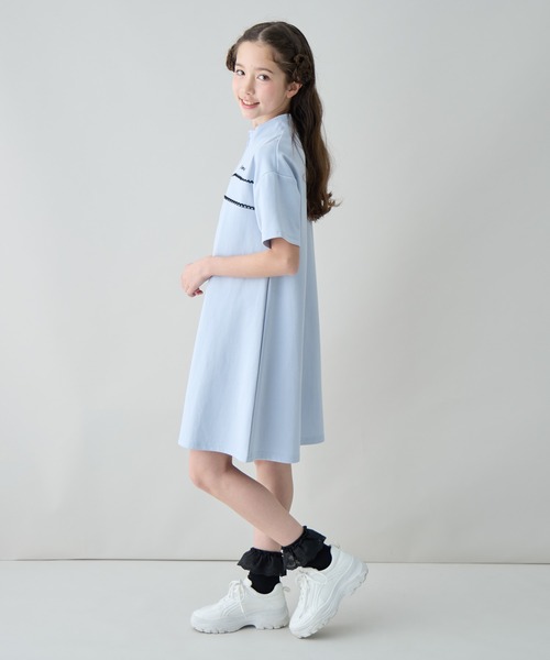 Amourire girl(アムリールガール)の「ハーフジップ レース ミニ丈 半袖 ワンピース(ワンピース・キッズ・サックスブルー/ブラック・140cm/150cm/160cm)」の19枚目の写真