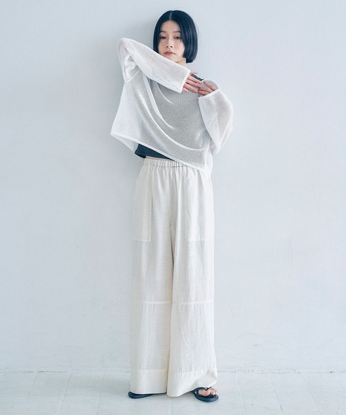 Obis&(オビスアンド)の「シアーイージーパンツ(その他パンツ・レディース・オフホワイト/セージグリーン・L/M)」の11枚目の写真