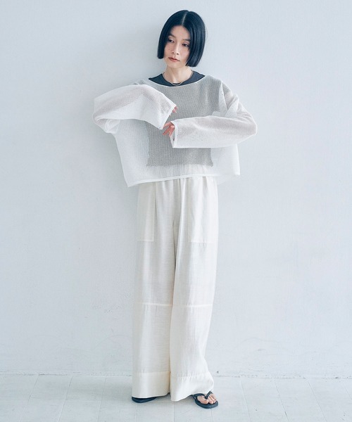 Obis&(オビスアンド)の「シアーイージーパンツ(その他パンツ・レディース・オフホワイト/セージグリーン・L/M)」の12枚目の写真