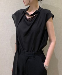 リボン付き半袖トップス