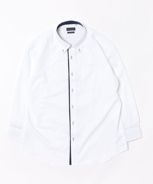TOKYO SHIRTS(トウキョウシャツ)の「【超形態安定】【吸水速乾】 形態安定ノンアイロン ボタンダウン 長袖ビジネスワイシャツ (大きいサイズ・長いサイズ)(ビジネスシャツ・メンズ・ホワイト・首回り39cm-裄丈88cm/首回り41cm-裄丈90cm/首回り42cm-裄丈90cm/首回り43cm-裄丈90cm/首回り45cm-裄丈82cm/首回り45cm-裄丈90cm/首回り47cm-裄丈86cm/首回り47cm-裄丈90cm/首回り45cm-裄丈86cm)」の4枚目の写真