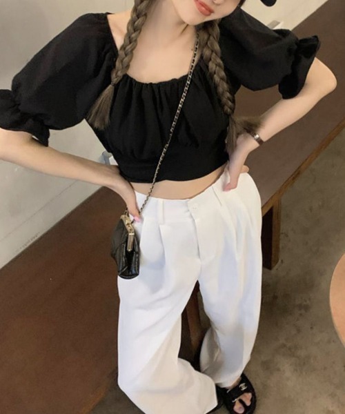 mielu(ミエル)の「バックリボンギャザーブラウス(シャツ/ブラウス・レディース・ブラック/ホワイト・LARGE/MEDIUM)」の11枚目の写真