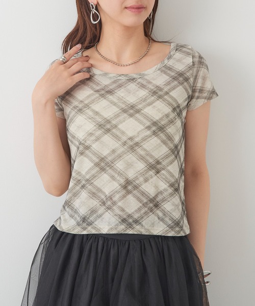 MAGASIN DE MODE Chou Chou(マガジンデモードシュシュ)の「【MAGASIN DE MODE Chou Chou】チェック柄ミニTシャツ 韓国 ピチT XNN(Tシャツ/カットソー・レディース・グレー/ライトブルー/ライトベージュ・FREE)」の18枚目の写真