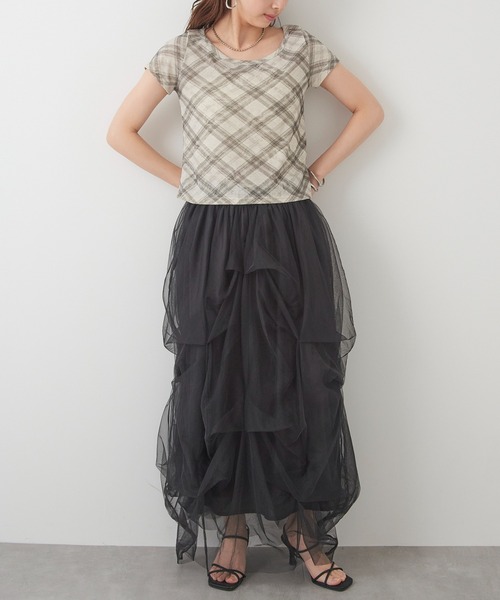 MAGASIN DE MODE Chou Chou(マガジンデモードシュシュ)の「【MAGASIN DE MODE Chou Chou】チェック柄ミニTシャツ 韓国 ピチT XNN(Tシャツ/カットソー・レディース・グレー/ライトブルー/ライトベージュ・FREE)」の16枚目の写真
