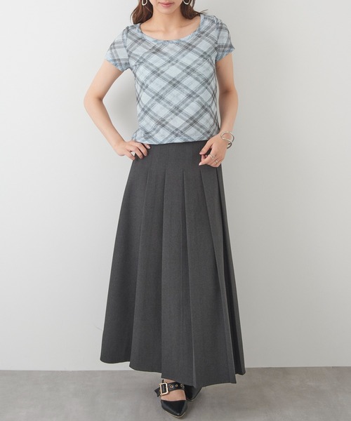 MAGASIN DE MODE Chou Chou(マガジンデモードシュシュ)の「【MAGASIN DE MODE Chou Chou】チェック柄ミニTシャツ 韓国 ピチT XNN(Tシャツ/カットソー・レディース・グレー/ライトブルー/ライトベージュ・FREE)」の6枚目の写真