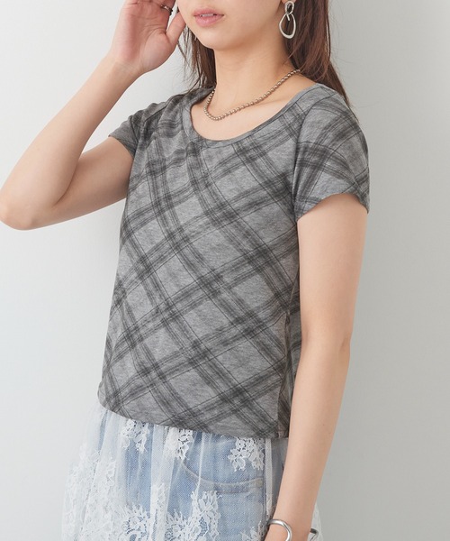 MAGASIN DE MODE Chou Chou(マガジンデモードシュシュ)の「【MAGASIN DE MODE Chou Chou】チェック柄ミニTシャツ 韓国 ピチT XNN(Tシャツ/カットソー・レディース・グレー/ライトブルー/ライトベージュ・FREE)」の20枚目の写真