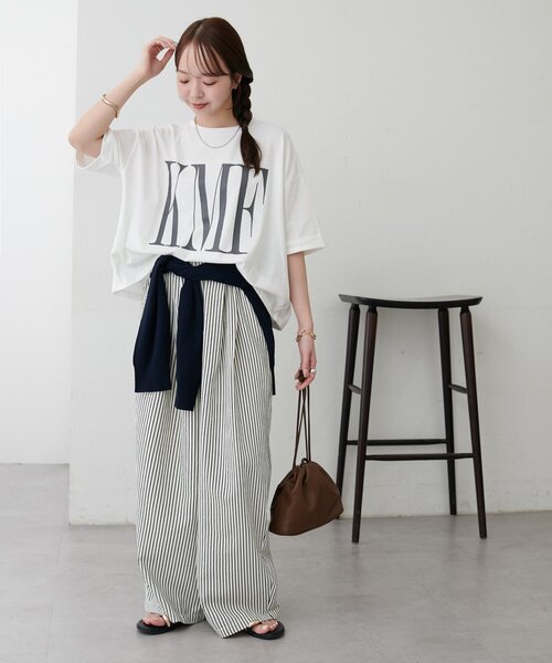 DISCOAT(ディスコート)の「【WEB限定】ショート丈ロゴ半袖Tシャツ(Tシャツ/カットソー・レディース・ホワイト系その他2/ピンク/ホワイト系その他・FREE)」の8枚目の写真