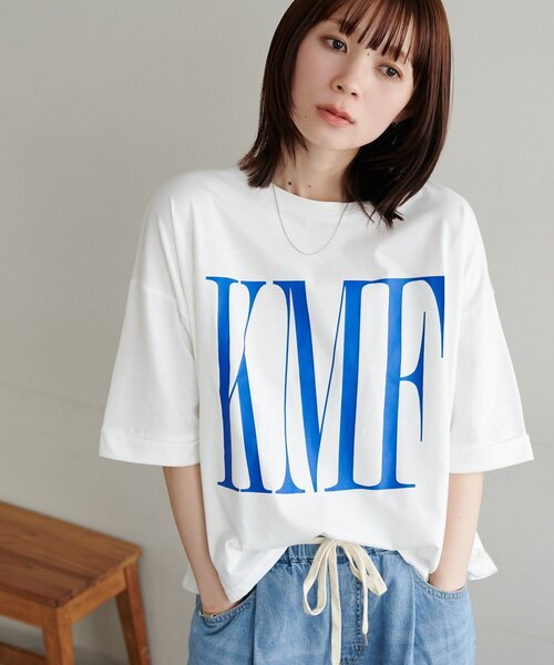 DISCOAT(ディスコート)の「【WEB限定】ショート丈ロゴ半袖Tシャツ(Tシャツ/カットソー・レディース・ホワイト系その他2/ピンク/ホワイト系その他・FREE)」の9枚目の写真