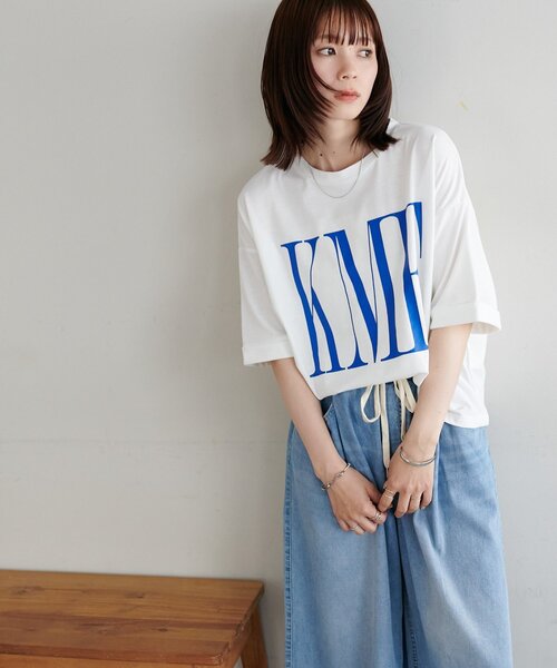 DISCOAT(ディスコート)の「【WEB限定】ショート丈ロゴ半袖Tシャツ(Tシャツ/カットソー・レディース・ホワイト系その他2/ピンク/ホワイト系その他・FREE)」の11枚目の写真