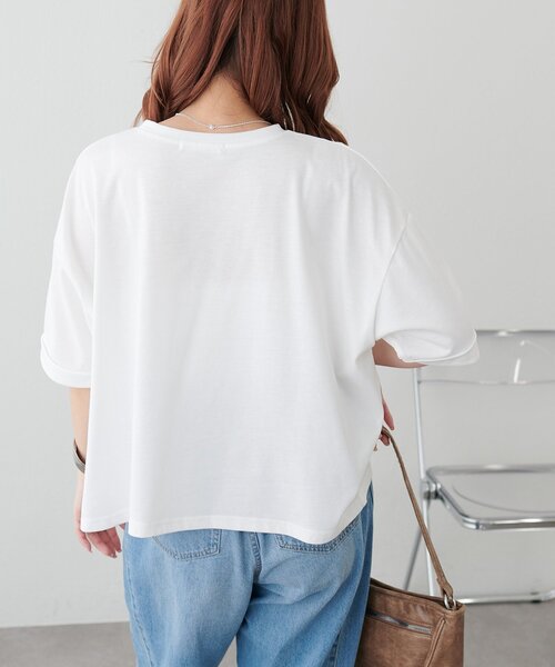 DISCOAT(ディスコート)の「【WEB限定】ショート丈ロゴ半袖Tシャツ(Tシャツ/カットソー・レディース・ホワイト系その他2/ピンク/ホワイト系その他・FREE)」の16枚目の写真