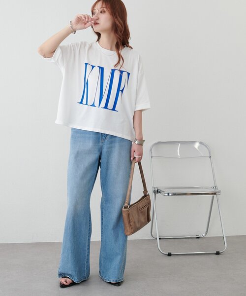 DISCOAT(ディスコート)の「【WEB限定】ショート丈ロゴ半袖Tシャツ(Tシャツ/カットソー・レディース・ホワイト系その他2/ピンク/ホワイト系その他・FREE)」の18枚目の写真