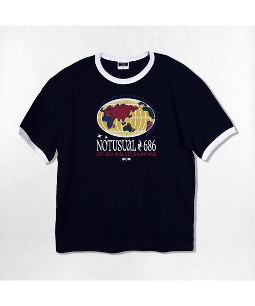 NOTUSUAL(ノットユージュアル)の「カラーリングワールド リンガー 半袖Tシャツ 4色(Tシャツ/カットソー・レディース・クリーム/ホワイト×グリーン/ホワイト/ネイビー・SMALL/MEDIUM/LARGE/X-LARGE)」の4枚目の写真