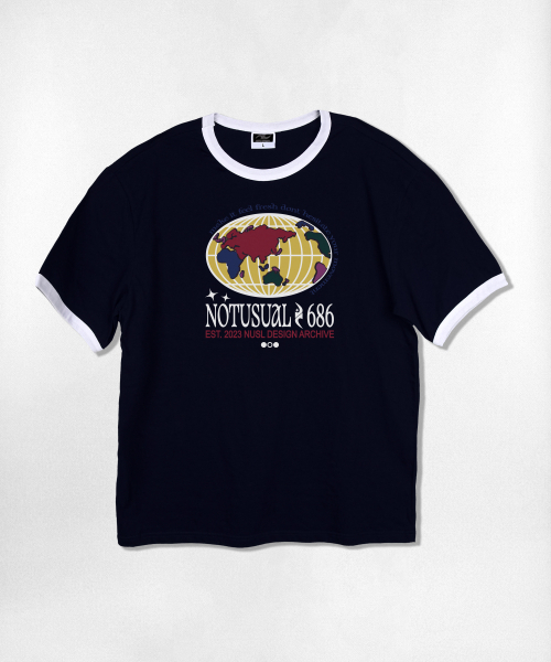 NOTUSUAL(ノットユージュアル)の「カラーリングワールド リンガー 半袖Tシャツ 4色(Tシャツ/カットソー・レディース・クリーム/ホワイト×グリーン/ホワイト/ネイビー・SMALL/MEDIUM/LARGE/X-LARGE)」の10枚目の写真