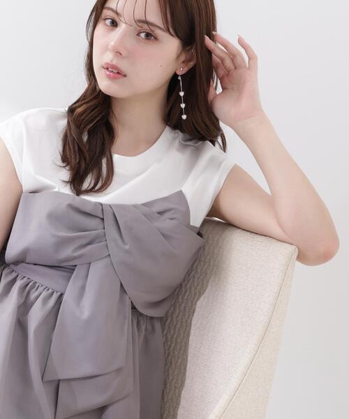 PROPORTION BODY DRESSING（プロポーションボディドレッシング）の「フロントリボンドッキングカットソー / 1216260600（Tシャツ/カットソー・レディース・グレー/ブラック・FREE）」の7枚目の写真