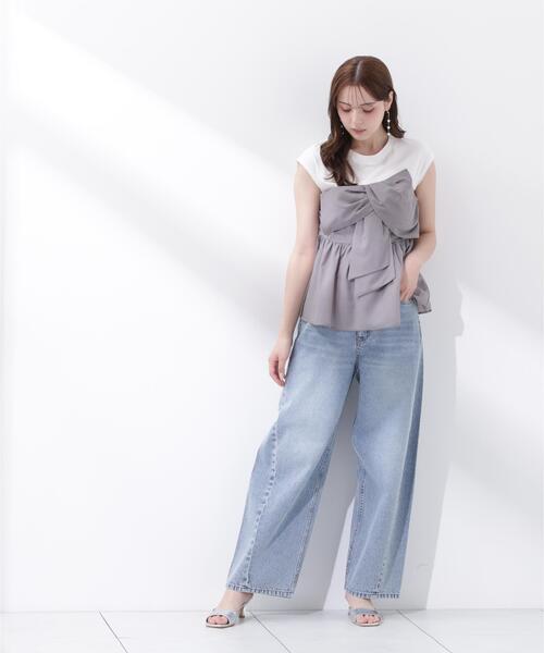 PROPORTION BODY DRESSING（プロポーションボディドレッシング）の「フロントリボンドッキングカットソー / 1216260600（Tシャツ/カットソー・レディース・グレー/ブラック・FREE）」の11枚目の写真
