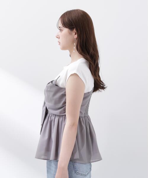 PROPORTION BODY DRESSING（プロポーションボディドレッシング）の「フロントリボンドッキングカットソー / 1216260600（Tシャツ/カットソー・レディース・グレー/ブラック・FREE）」の15枚目の写真