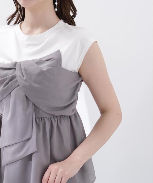 PROPORTION BODY DRESSING（プロポーションボディドレッシング）の「フロントリボンドッキングカットソー / 1216260600（Tシャツ/カットソー・レディース・グレー/ブラック・FREE）」の21枚目の写真