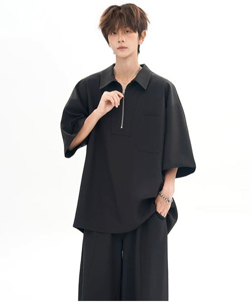 neos(ネオス)の「【neos】ユニセックス ハーフZIP アノラック ポケ付き シャツ メンズ レディース(シャツ/ブラウス・メンズ・ブラック/ホワイト・MEDIUM/X-LARGE/LARGE)」の10枚目の写真