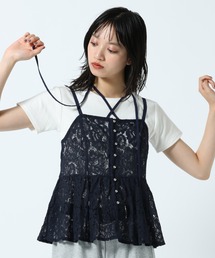 レースレイヤードビスチェ【紐アレンジ可能/チョーカー/リボン】