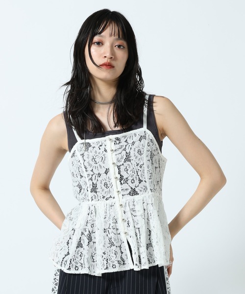 PAGEBOY(ページボーイ)の「レースレイヤードビスチェ【紐アレンジ可能/チョーカー/リボン】(その他トップス・レディース・ブラック/ネイビー/オフホワイト・FREE)」の2枚目の写真