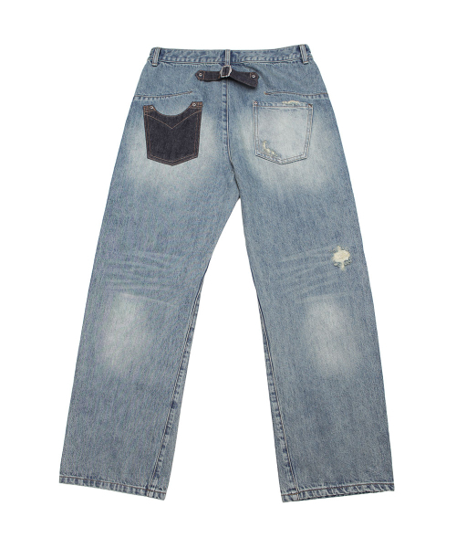SCHISM INDUCING(スキズムインデューシング)の「WORN ENGINEERED JEANS BLUE(デニムパンツ・レディース・その他・LARGE/MEDIUM)」の3枚目の写真