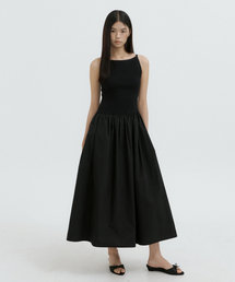 Boatneck Knit Balloon Dress (black)