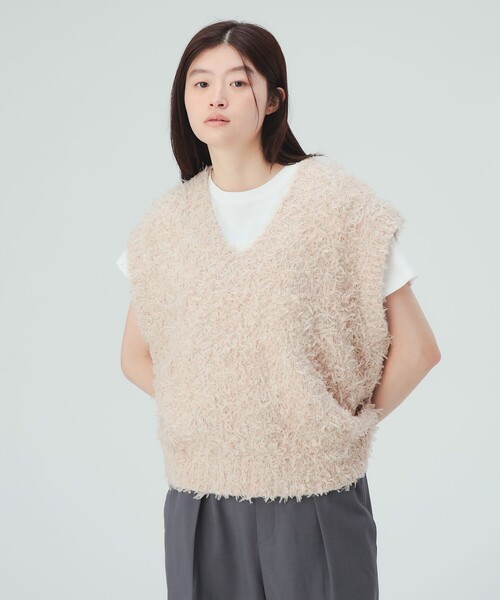 BEAMS HEART(ビームスハート)の「リボン × ノットヤーン ベスト(ニット/セーター・レディース・ネイビー/ベージュ/ホワイト系その他5・FREE)」の2枚目の写真