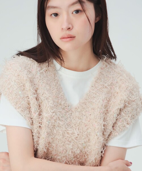 BEAMS HEART(ビームスハート)の「リボン × ノットヤーン ベスト(ニット/セーター・レディース・ネイビー/ベージュ/ホワイト系その他5・FREE)」の11枚目の写真