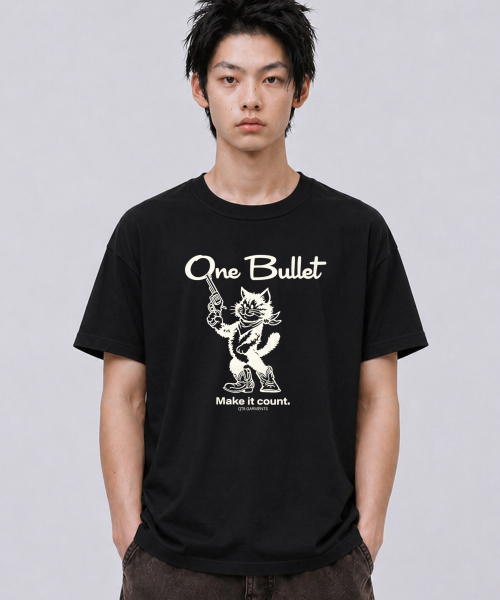 QT8 GARMENTS(キューティーエイトガーメント)の「LB One Bullet Washed Tee (Black)(Tシャツ/カットソー・メンズ・その他・SMALL/MEDIUM/LARGE/X-LARGE)」の1枚目の写真