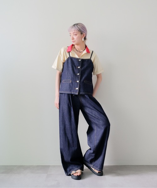 DOLLUPOOPS（ドールアップウップス）の「Denim Camisole Set up(デニムキャミセットアップ)（その他パンツ・レディース・ネイビー・MEDIUM）」の2枚目の写真