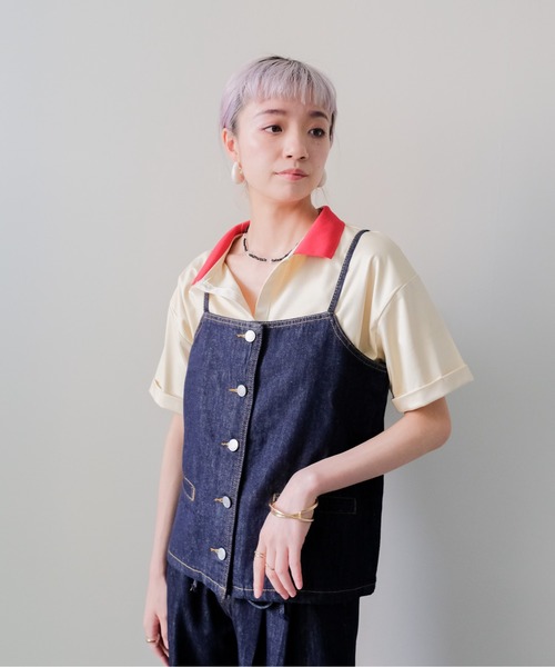 DOLLUPOOPS（ドールアップウップス）の「Denim Camisole Set up(デニムキャミセットアップ)（その他パンツ・レディース・ネイビー・MEDIUM）」の5枚目の写真