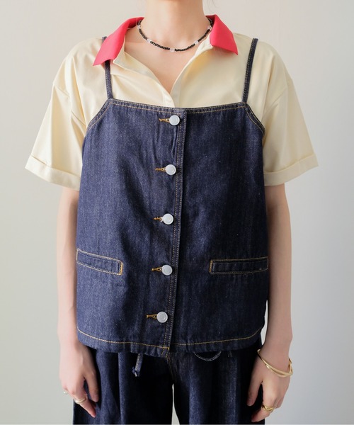 DOLLUPOOPS（ドールアップウップス）の「Denim Camisole Set up(デニムキャミセットアップ)（その他パンツ・レディース・ネイビー・MEDIUM）」の8枚目の写真