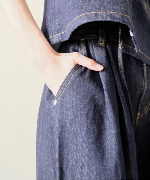 DOLLUPOOPS（ドールアップウップス）の「Denim Camisole Set up(デニムキャミセットアップ)（その他パンツ・レディース・ネイビー・MEDIUM）」の9枚目の写真