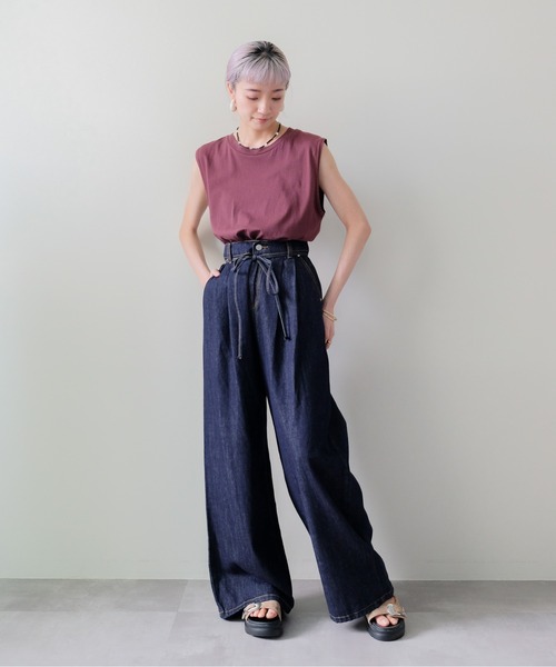 DOLLUPOOPS（ドールアップウップス）の「Denim Camisole Set up(デニムキャミセットアップ)（その他パンツ・レディース・ネイビー・MEDIUM）」の14枚目の写真