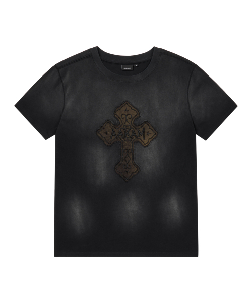 AAKAM(アーカム)の「ダストフェード CROS2 ハーフトップ (ブラック)(Tシャツ/カットソー・レディース・その他・1/2/3)」の1枚目の写真