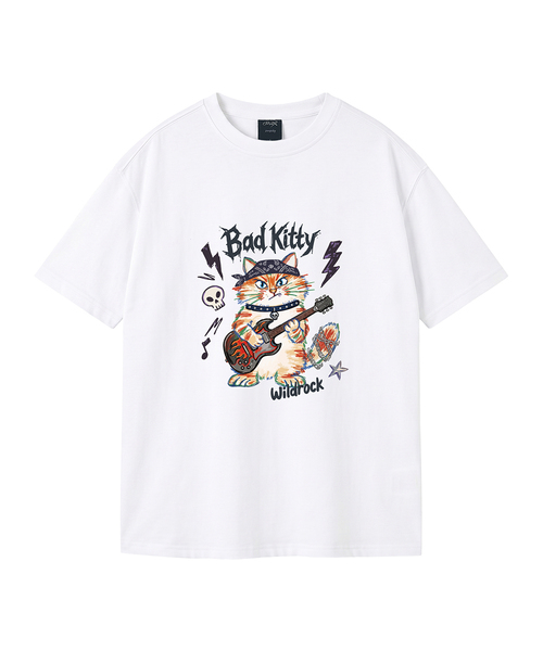 WILDROCK(ワイルドロック)の「バッドキティ ピグメントオーバーサイズ半袖Tシャツ(クロップ含む)_7 COL(Tシャツ/カットソー・レディース・ブラック/ホワイト/ベビーピンク/ブルー/チャコール/ライトグレー/カーキ/ライトパープル・X-SMALL/SMALL/MEDIUM/LARGE/FREE)」の2枚目の写真