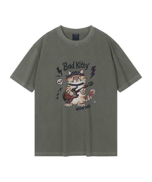 WILDROCK(ワイルドロック)の「バッドキティ ピグメントオーバーサイズ半袖Tシャツ(クロップ含む)_7 COL(Tシャツ/カットソー・レディース・ブラック/ホワイト/ベビーピンク/ブルー/チャコール/ライトグレー/カーキ/ライトパープル・X-SMALL/SMALL/MEDIUM/LARGE/FREE)」の4枚目の写真
