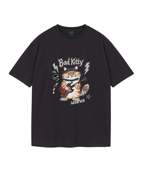 WILDROCK(ワイルドロック)の「バッドキティ ピグメントオーバーサイズ半袖Tシャツ(クロップ含む)_7 COL(Tシャツ/カットソー・レディース・ブラック/ホワイト/ベビーピンク/ブルー/チャコール/ライトグレー/カーキ/ライトパープル・X-SMALL/SMALL/MEDIUM/LARGE/FREE)」の1枚目の写真