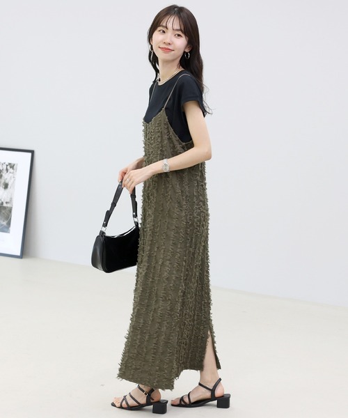 Aletta vita(アレッタビータ)の「ストライプフリンジキャミワンピース(ワンピース・レディース・モカ/ブラック・M)」の17枚目の写真