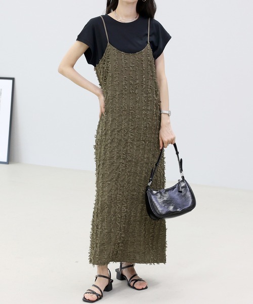 Aletta vita(アレッタビータ)の「ストライプフリンジキャミワンピース(ワンピース・レディース・モカ/ブラック・M)」の19枚目の写真