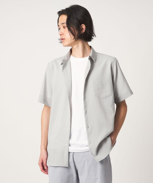 A DAY IN THE LIFE UNITED ARROWS(アデイインザライフユナイテッドアローズ)の「ハイツイスト ボイル ジャスト レギュラーカラーシャツ-吸水速乾・通気性-<A DAY IN THE LIFE>(シャツ/ブラウス・メンズ・ネイビー/ライトブルー/ライトグレー・L/S/XL/M)」の1枚目の写真
