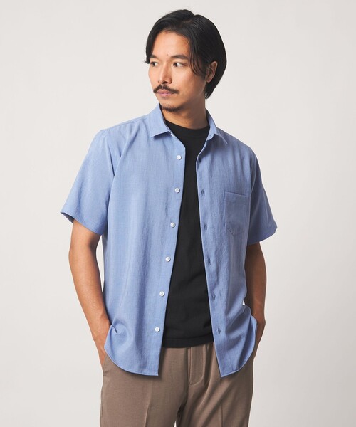 A DAY IN THE LIFE UNITED ARROWS(アデイインザライフユナイテッドアローズ)の「ハイツイスト ボイル ジャスト レギュラーカラーシャツ-吸水速乾・通気性-<A DAY IN THE LIFE>(シャツ/ブラウス・メンズ・ネイビー/ライトブルー/ライトグレー・L/S/XL/M)」の2枚目の写真