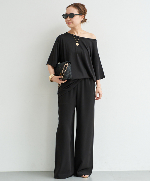 deuxieme classe Co/R Relax Tシャツ　黒　カットソー Co/R Relax Tシャツ（Tシャツ/カットソー）｜Deuxieme Classe