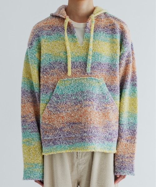 MEYAME(メヤメ)の「MEYAME/メヤメ ウールメキシカンニットパーカ WOOL MEXICAN KNIT PARKA MEY-2526(ニット/セーター・レディース・イエロー/ピンク・FREE)」の2枚目の写真